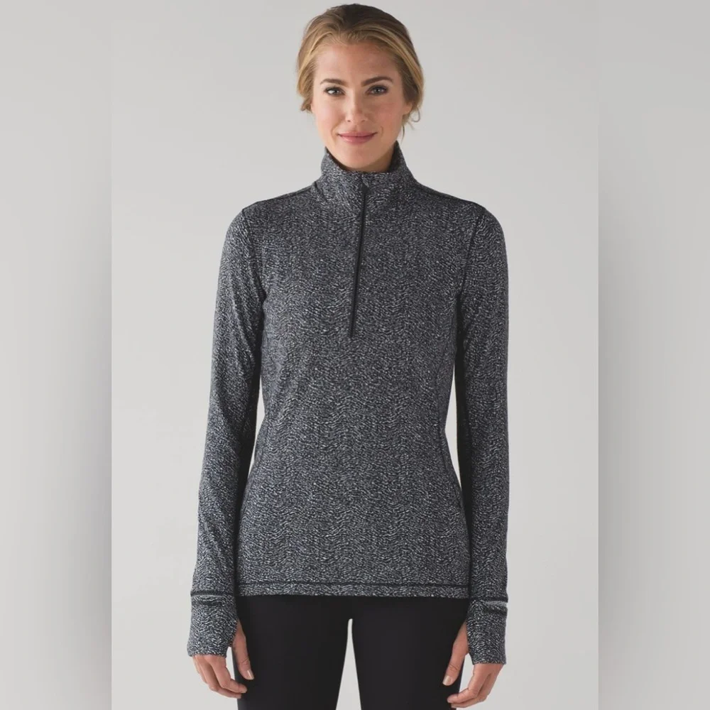 lululemon athletica Outrun Women's Black Heather Quarter-Zip Active Run Pullover